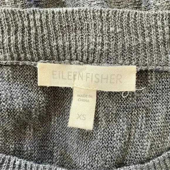 Eileen Fisher Gray Sweater XS Linen Blend Space Dye Crewneck Long Sleeves - Picture 9 of 9